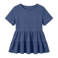 thumbnail image 5 of Ashirexll Summer Tops for Women Solid Color Spring Summer Fashion Casual Flared Short Sleeve Round Neck Top for Everyday, 5 of 6