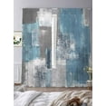 thumbnail image 3 of Blue Grey Sheer Curtains 108 Inch Length 2 Panels Set for Living Room/Bedroom, Modern Oil Painting Art Abstract Semi Curtain Sheers Drapes Rod Pocket Curtains Window Treatment Set 52''x108''x2, 3 of 7