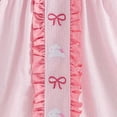 thumbnail image 5 of Ulanda Toddler Girl Easter Outfit Bunny Bow Embroidery Striped Print Short Sleeve Ruffle Dress with Headband Spring Clothes (Pink, 2-3 Years), 5 of 7