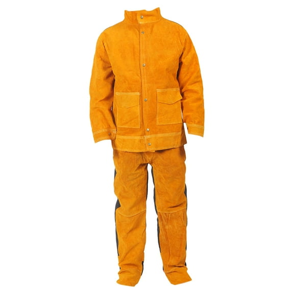 Welders Set Welding Jacket Pant Suit Welding Clothes Resistant Cowhide Leather Welding Clothes for Men