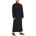 thumbnail image 5 of INCERUN Men's Long Sleeve Button Up Stand Collar Kaftan Solid Color Middle East Kaftan Robe, 5 of 6