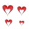 thumbnail image 1 of GOOHOCHY Juego de 4 adornos colgantes en forma de corazón, papel tridimensional, para San Valentín o bodas (rojo)., 1 of 8