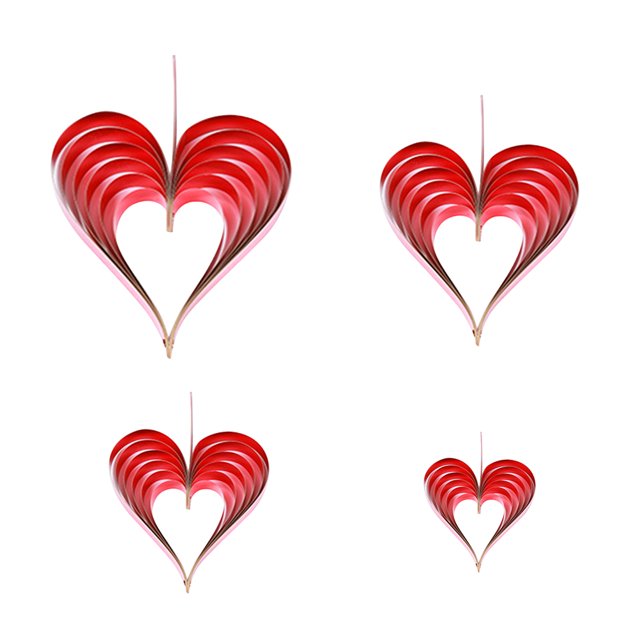 GOOHOCHY Juego de 4 adornos colgantes en forma de corazón, papel tridimensional, para San Valentín o bodas (rojo).