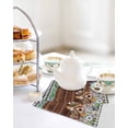 thumbnail image 4 of Spring Botanical Kitchen Dish Towels for Drying Dishes Set of 2, Farmhouse Black Plaid Brown Wooden Grain Waffle Weave Microfiber Hand Tea Bathroom Towels Quick Dry & Absorbent Towel 12x12, 4 of 7