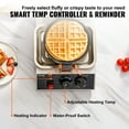 thumbnail image 3 of VEVOR 1 Piece per Batch, 1300W Round Waffle Iron, Non-Stick Waffle Baker Machine with 122-572℉ / 50-300℃ Temp Range Teflon-Coated Baking Pans Stainless Steel Body, 3 of 9