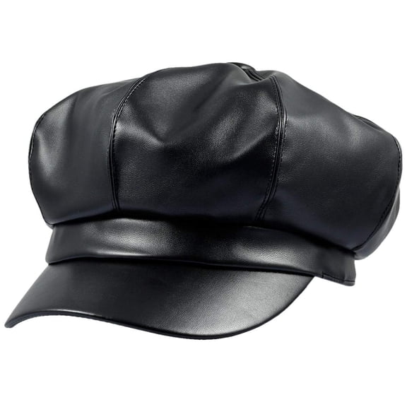 Minzimin 8 Panels Newsboy Caps for Women, PU Leather Cabbie Painter Hat Gatsby Ivy Beret Cap