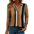 thumbnail image 4 of Hauts pour Femmes DYTTDG Mode T-shirt Décontracté Confortable Imprimé Col en V Manches 3/4 Blouse Été Mode Femmes 2025, 4 of 7