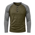 thumbnail image 4 of UVEASISHA Slim Fit Henley Shirts for Men Raglan Long Sleeve Baseball T Shirt 3 Button Up Collarless T-Shirts Soft Comfy Casual Tees Army Green XXL, 4 of 5