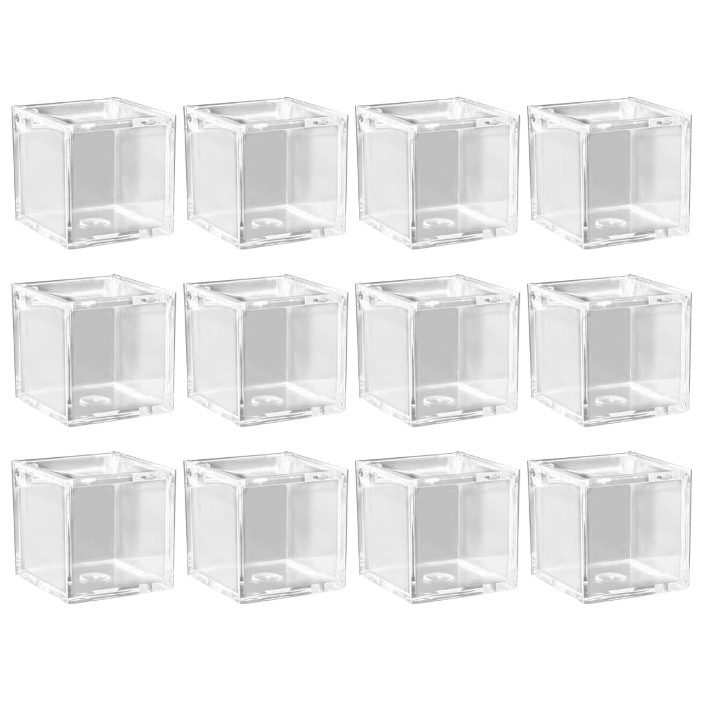 12 Pcs Clear Acrylic Plastic Storage Box Small Square Cube Containers