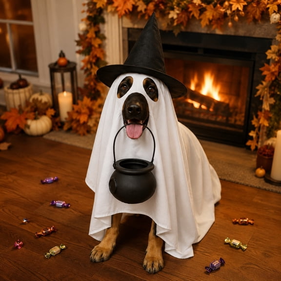 Roiihwy Halloween Dog Costumes, Ghost Cute Party Halloween Costumes Trick or Treat Party Cosplay White Ghost Costume for Dog Cat