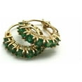 thumbnail image 5 of 14k Yellow Gold Natural Green Emerald Gemstone Huggie Hoop Earrings, 5 of 7