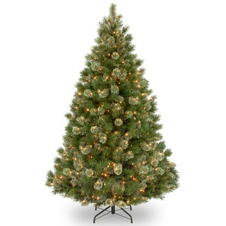 National Tree Pre-Lit 7-1/2' Wispy Willow Grande Medium Hinged Artificial Christmas Tree with 750 Clear Lights