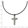 thumbnail image 2 of Primal Steel Titanium Leather Cord Cross 18-inch Necklace, 2 of 6