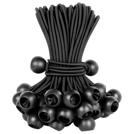 COREBAY 40-Pack 9 Inch Heavy Duty Ball Bungee Cords, Black Bungee Balls for Camping Tents, Canopy Tarps, Cargo Tie Downs, Patio Umbrellas and Awnings