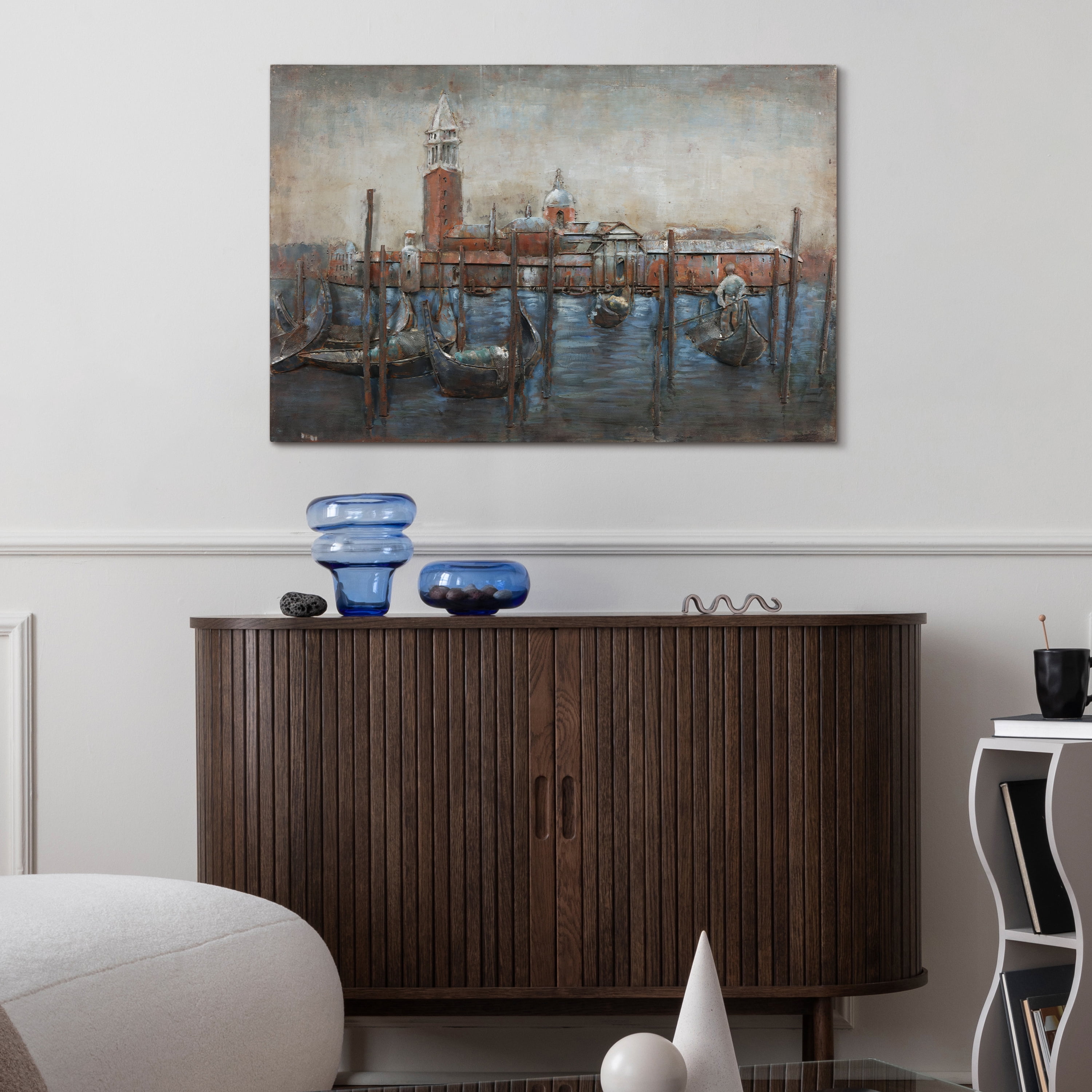Empire Art Direct Primo Mixed Media 3D Iron Wall Sculpture - Gondolas in Venice