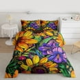 thumbnail image 2 of Manfei Country Floral Full Size Comforter Sets,Rustic Botanical Bedding Comforter Set,Orange Sunflower Bedding Sets For Kids,Breathable Home Decor Reversible,3 Pieces, 2 of 8