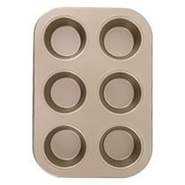 Summercome Muffin Pan 6-Cup, Stainless Steel Cupcake Pan, Metal Muffin Baking for Oven, Regular Size & Easy Clean, Non-toxic & Dishwasher Safe (Gold)