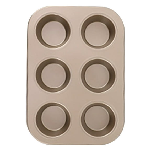 Summercome Muffin Pan 6-Cup, Stainless Steel Cupcake Pan, Metal Muffin Baking for Oven, Regular Size & Easy Clean, Non-toxic & Dishwasher Safe (Gold)