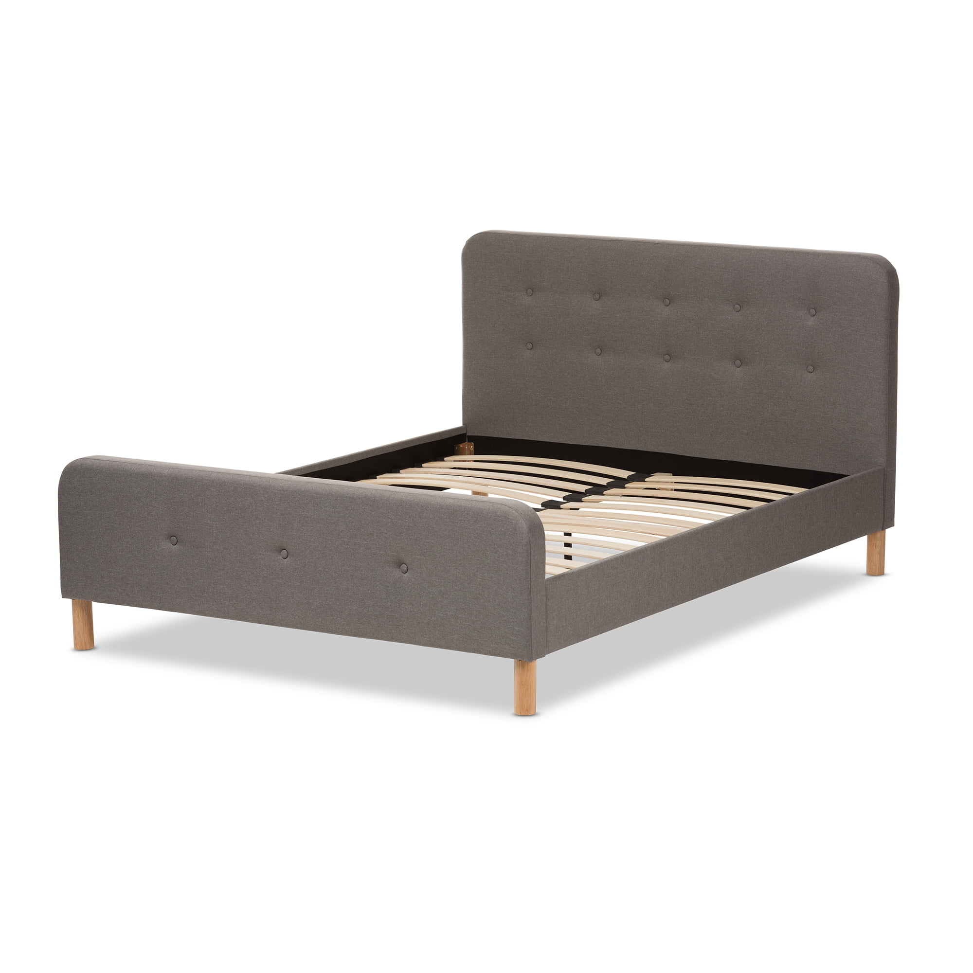 Baxton Studio Samson Mid-Century Fabric Upholstered Platform Bed, Multiple Sizes, Multiple Colors