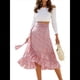 thumbnail image 2 of Falda Midi con Abertura y Volantes en el Bajo, con Nudo y Estampado Floral Bohemio para Mujer Rosa XL, 2 of 10