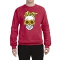 thumbnail image 2 of Skull Sunflower Skeleton Bandana Inspirational/Christian Unisex Crewneck Graphic Sweatshirt, Vintage Heather Red, Medium, 2 of 3