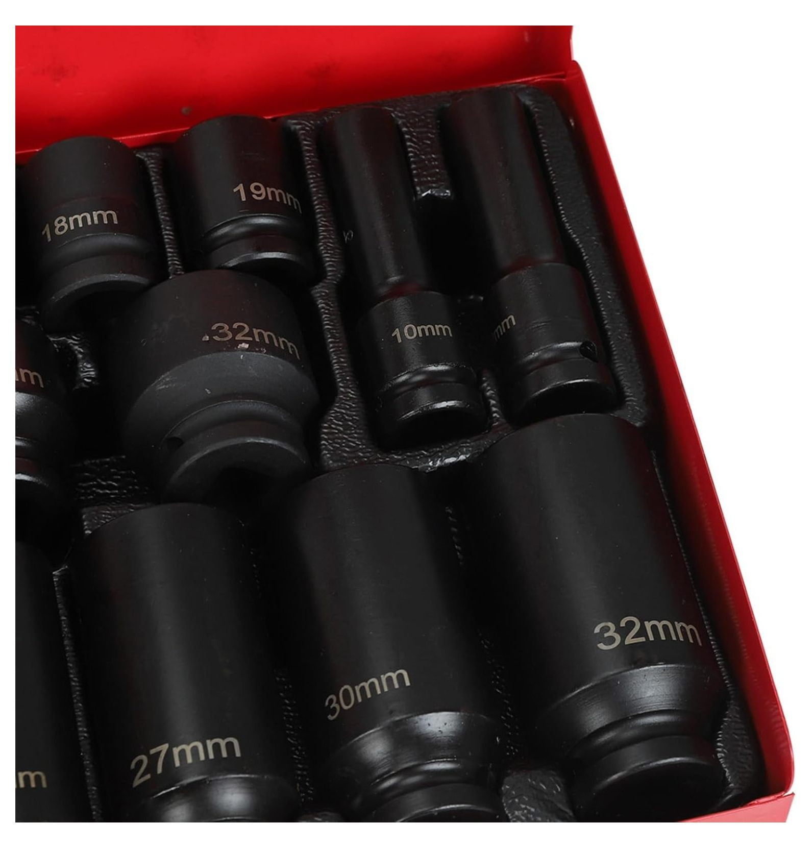 35pcs 1/2" Inch Deep Impact Socket Set Drive 8-32mm Metric Garage Sae With Case - 6 Point - Garage Workshop Car Auto Truck Repair Hand Tools