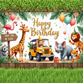 thumbnail image 7 of Cartoon Animals Happy Birthday Banner Decorative Balloons Jungle Theme Party Decoration for Kids Celebration Outdoor Event Photography, 7 of 7