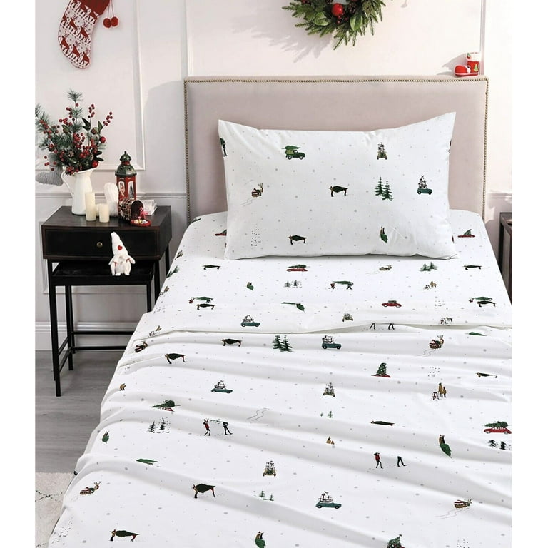 Cotton Alley 100 Cotton Percale 3 Pcs Twin Bed Sheets Set Kids Todlers Kids Flat Sheet Fitted Sheet 1 Pillowcase Kids Bedding Set Holiday Twin