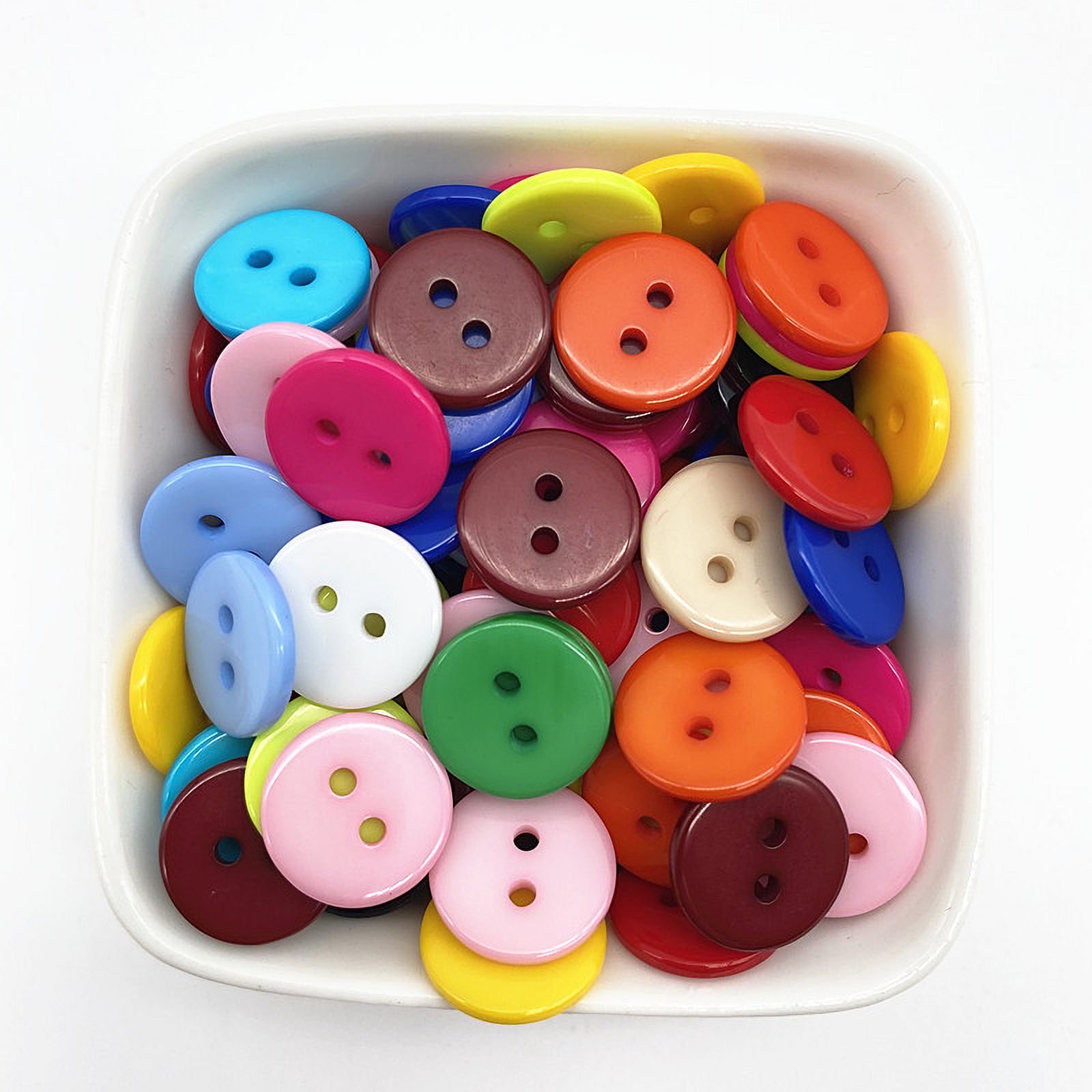 Type 7 50pcs 12.5mm Colours Double Eye Bread Button Round Resin Sewing ...