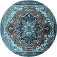 thumbnail image 1 of Ahgly Company Indoor Round Oriental Light Blue Industrial Area Rugs, 3' Round, 1 of 4