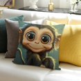 thumbnail image 3 of ZFLMY Big-eyed Monkey Theme 100% Linen Pillow Covers Decoration for Home Sofa Couch - Set of 1, Various Sizes 20x20in, 3 of 5