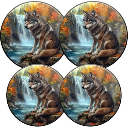 

Electric Stove Burner Covers 4 Pcs Round Gas Burner Cover 8 and 10 Inch full-body portrait of majestic wolf