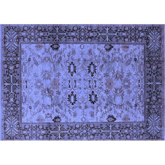Ahgly Company Indoor Rectangle Oriental Blue Industrial Area Rugs, 5' x 7'