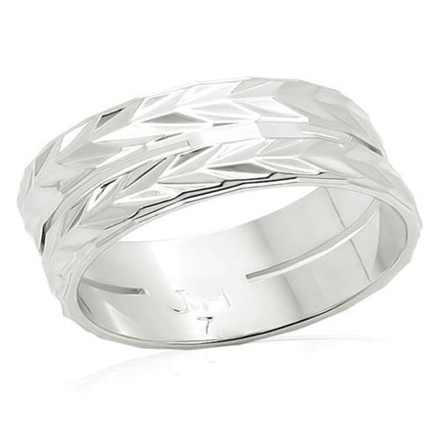 Unisex Imitation Rhodium Brass Ring with No Stone in No Stone - Size 7