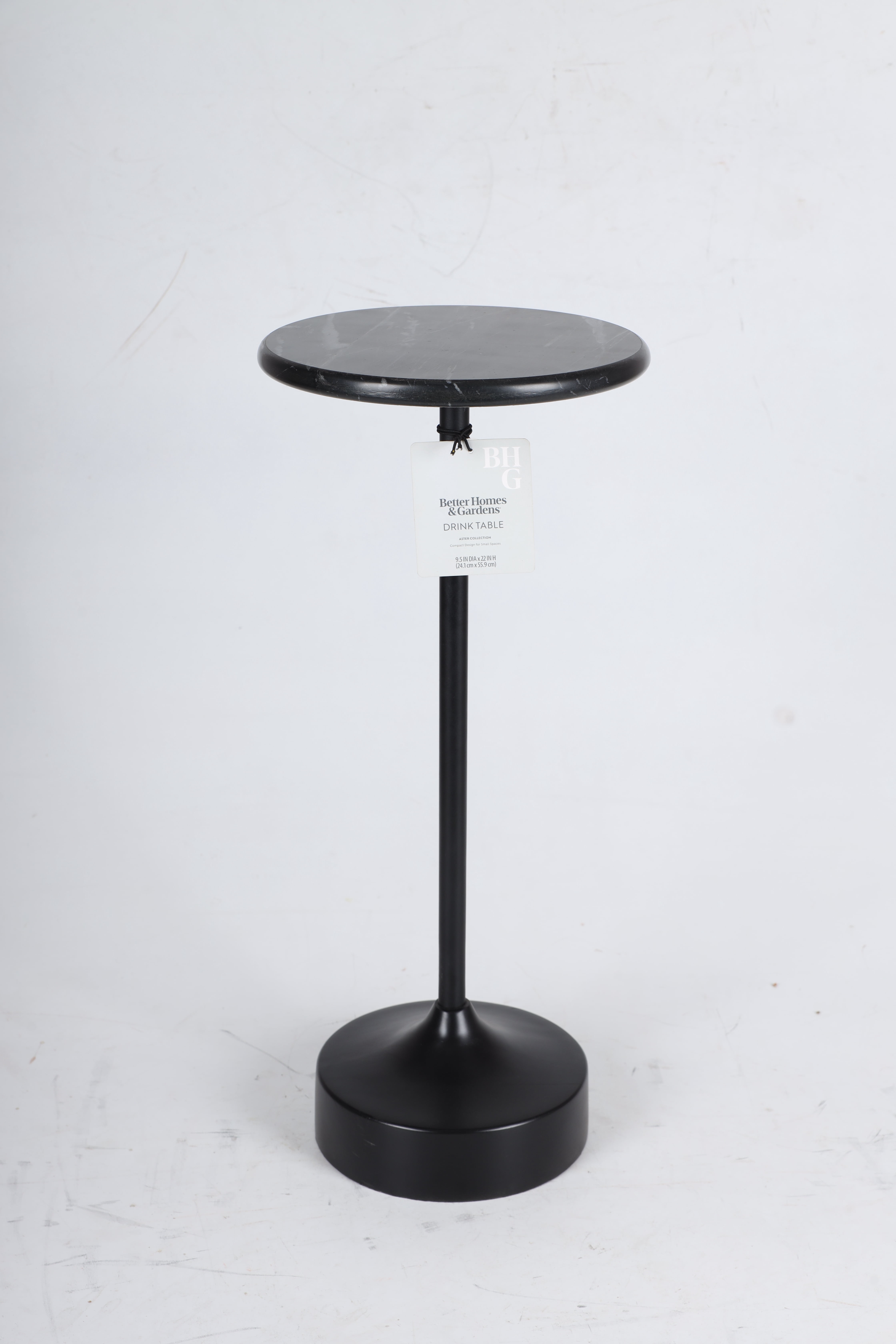 (2 pack) Better Homes & Gardens Aster Marble Drink Table, Black Marble