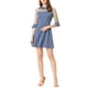 thumbnail image 2 of Vestido de fiesta mini A-Line con malla transparente y mangas 3/4, escote en forma de llave, para mujeres, color azul, 2 of 6