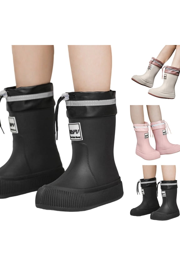 Girls Glitter Rainbow Rain Boots Kids Light Up Waterproof Fishing Boots Toddler Water Non Slip Rubber Rainboots