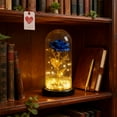 thumbnail image 4 of JWshufel LED Rose Lamp Glass Dome with Fairy Lights Romantic Illuminated Metallic Rose Display Night Light Centerpiece Gift for Couples Anniversary Birthday Home Decor Blue 8.3x4.3x4.3in, 4 of 6