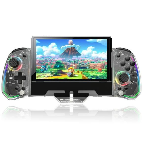 Mando para Nintendo Switch/OLED, mandos Switch Pro de una sola pieza para Joycons, mando portátil Switch Grip con RGB, TURBO ajustable, programación de macros, somatosensorial de seis ejes