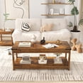 thumbnail image 2 of Aheaplus 43.3" Farmhouse Coffee Table with Storage Shelf, Rustic Wood Center Table for Living Room,Rustic Brown, 2 of 7