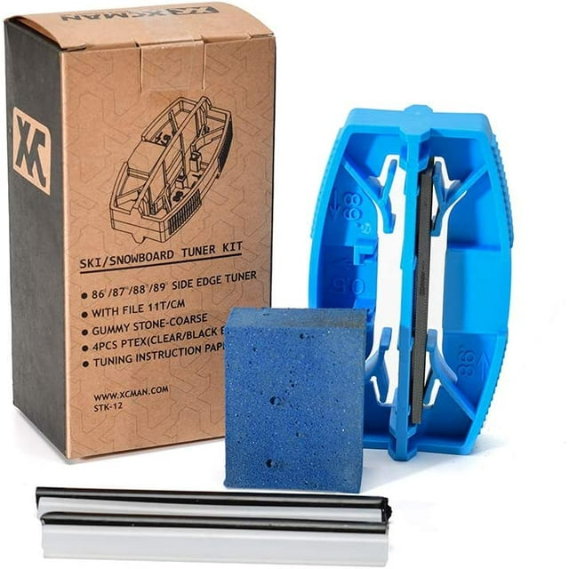XCMAN Complete Ski Snowboard Side Edge Sharpener Care Tuner Kit with Gummy Stone,PTEX Base