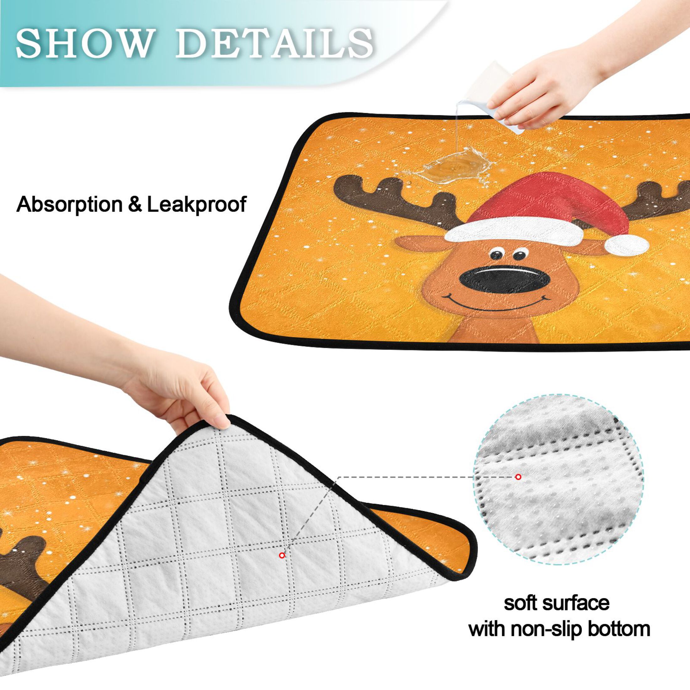 IAUYY Washable Pee Pads for Dogs Smallx3 Absorbent and Leak-Proof Non-Slip Reusable Puppy Pee Pads for Dogs Applicable to Playpen Potty Crate Cartoon Headshot
