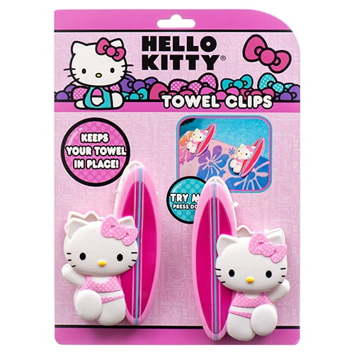 HELLO KITTY TOWEL CLIPS FOR BEACH OR POOL TOWELS New 1 set of 2 pcs. 