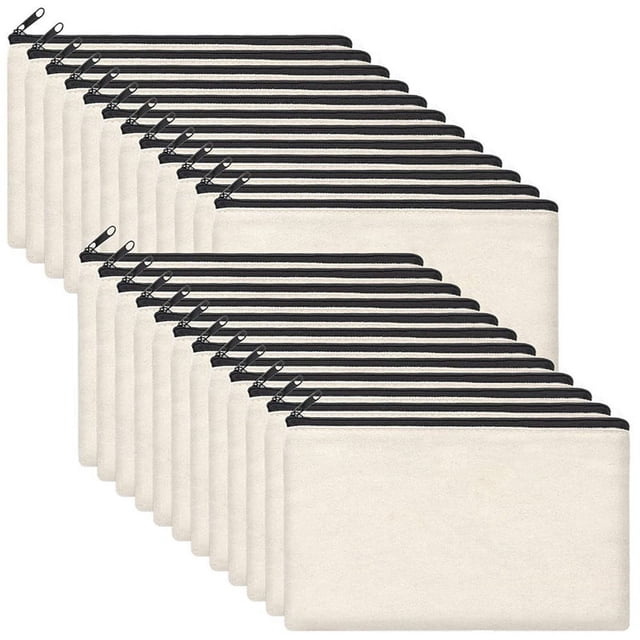 Estuche de LáPices de Lona para Manualidades en Blanco 24 Piezas - Bolsa de Facturas Bolsa de Maquillaje Bolsa de CosméTicos Bolsa de Aseo Multiusos