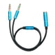 thumbnail image 1 of Cable de audio 3.5 mm hembra a doble 3.5 mm TRS cable de audio divisor de auriculares 3.5 mm divisor en Y Auriculares para juegos a PC Adaptador para computadora portátil, azul Romacci Cable de audio, 1 of 3