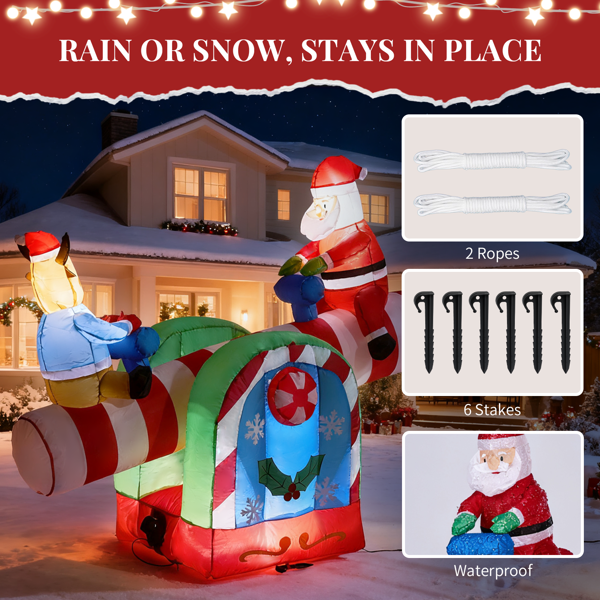 Alvantor 4.7 ft Motorized Inflatable Santa and Reindeer Seesaw with 4 LED Lights, Christmas Yard Decoration