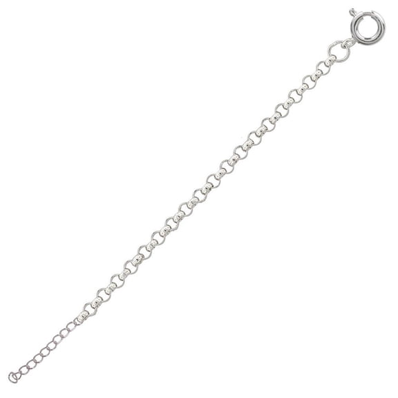 High Polished 925 Sterling Silver Rolo Cable 030 Anklet Bracelet 1.95mm Italy 9" Jewelry Female