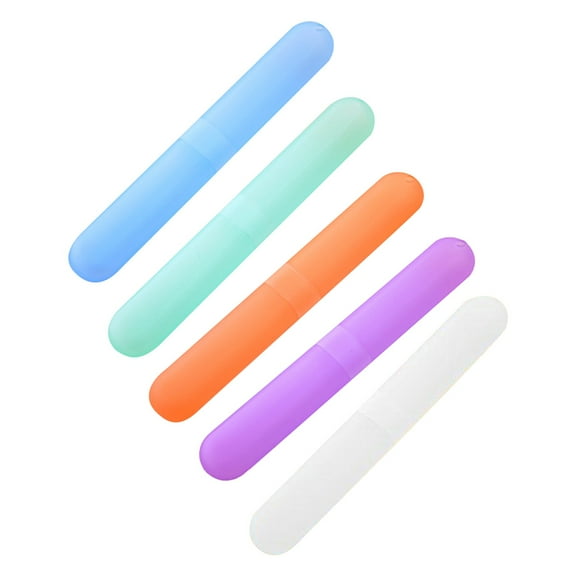 5Pack Travel Toothbrush Case Portable Travel Toothbrush Holder Plastic Toothbrush Container Protector Dust-Proof & Sanitary Cover for Traveling, Camping, Home, School, Business-Multicolor-8.26*0.98"