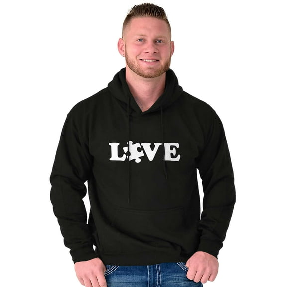 Love Autism Awareness Puzzle Piece Unisex Plus Fleece Graphic Hoodie Brisco Brands 2X