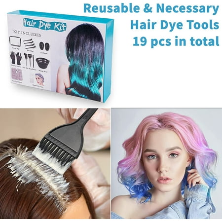 XiHAMA 19 Pcs Professional Hair Bleach Kit Hair Coloring Products with Hair Dye Brush Hair Color Bowl Hairclips Applicator Earmuffs for Hair Highlighting and Hair Coloring at Home